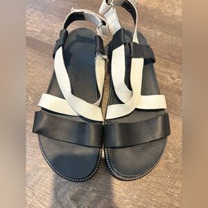 Sorel Black and Cream White Women's Sandals